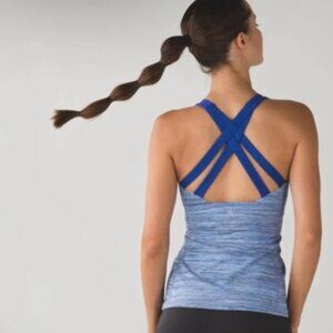 Lululemon Blue Enhearten Tank Yoga Crisscross Back Like New Size 8